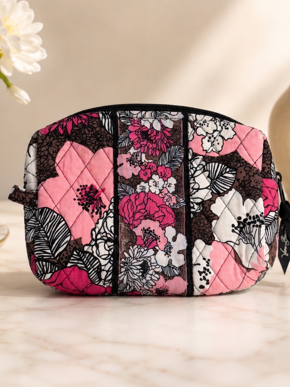 Vera Bradley Pink Floral Quilted Cosmetic Bag